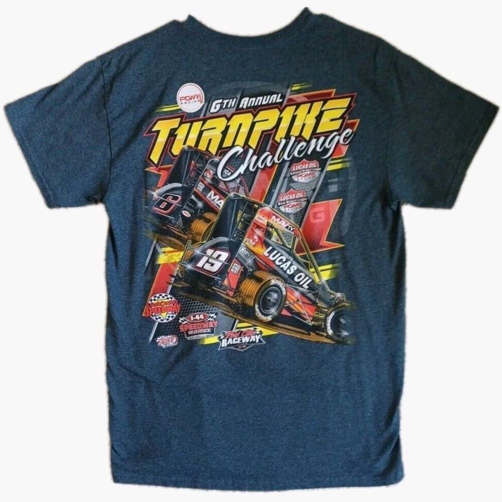 2019 Turnpike Challenge Racing Shirt Medium M POWRi I-44 Riverside Speedway Gray